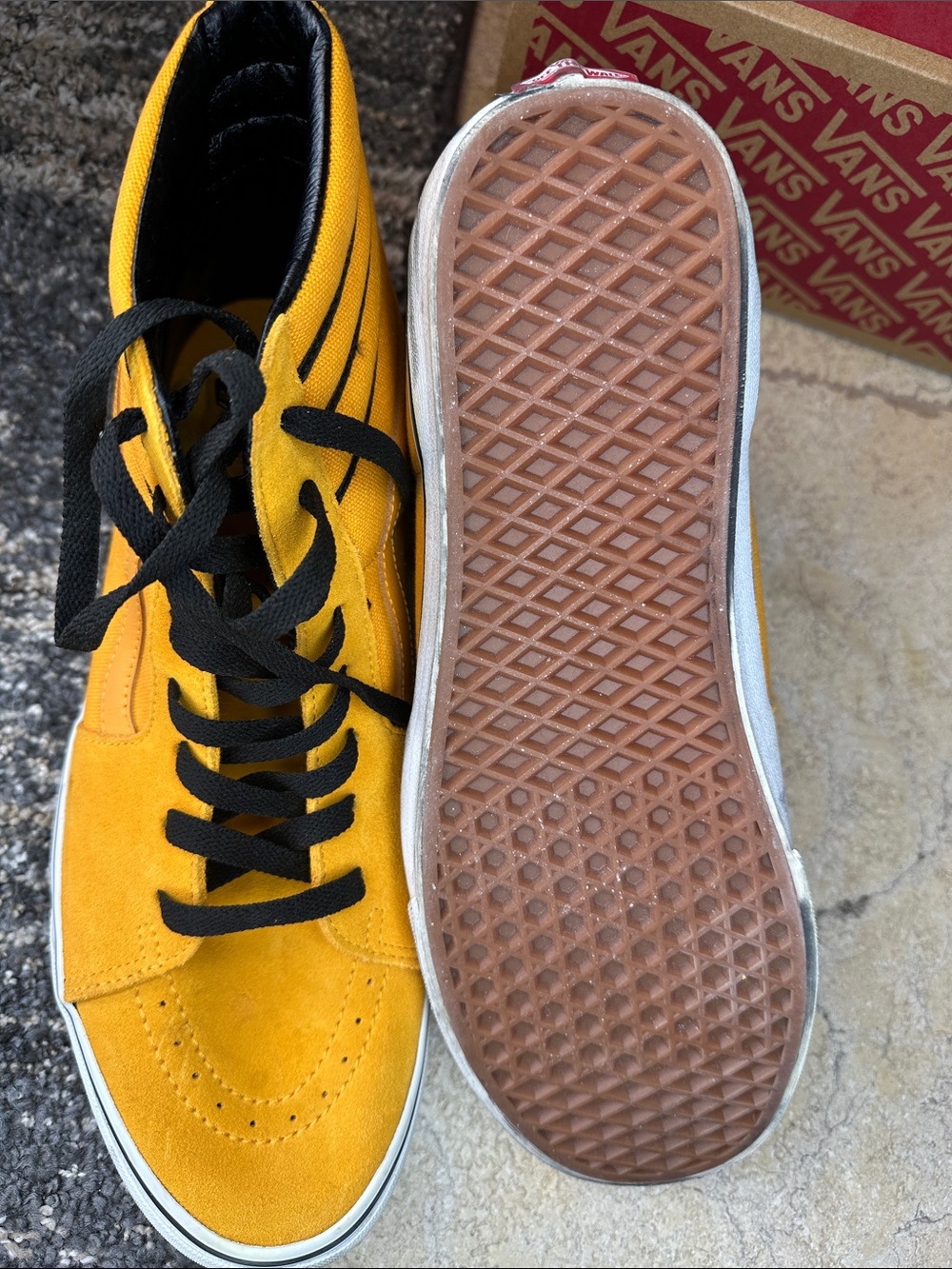 Vans Yellow High-Top Skate Sneakers with Black Laces - Picture 7 of 10